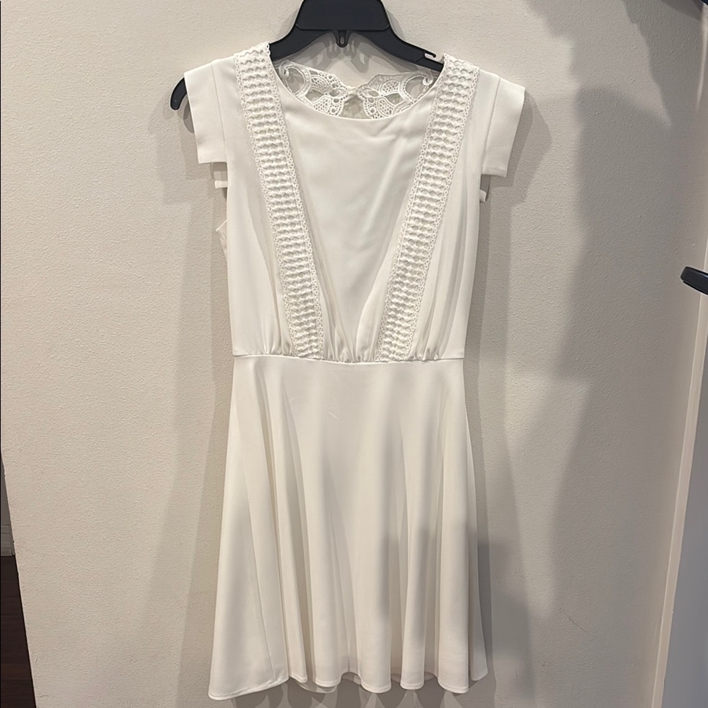 Elegant White Lace Trim Dress